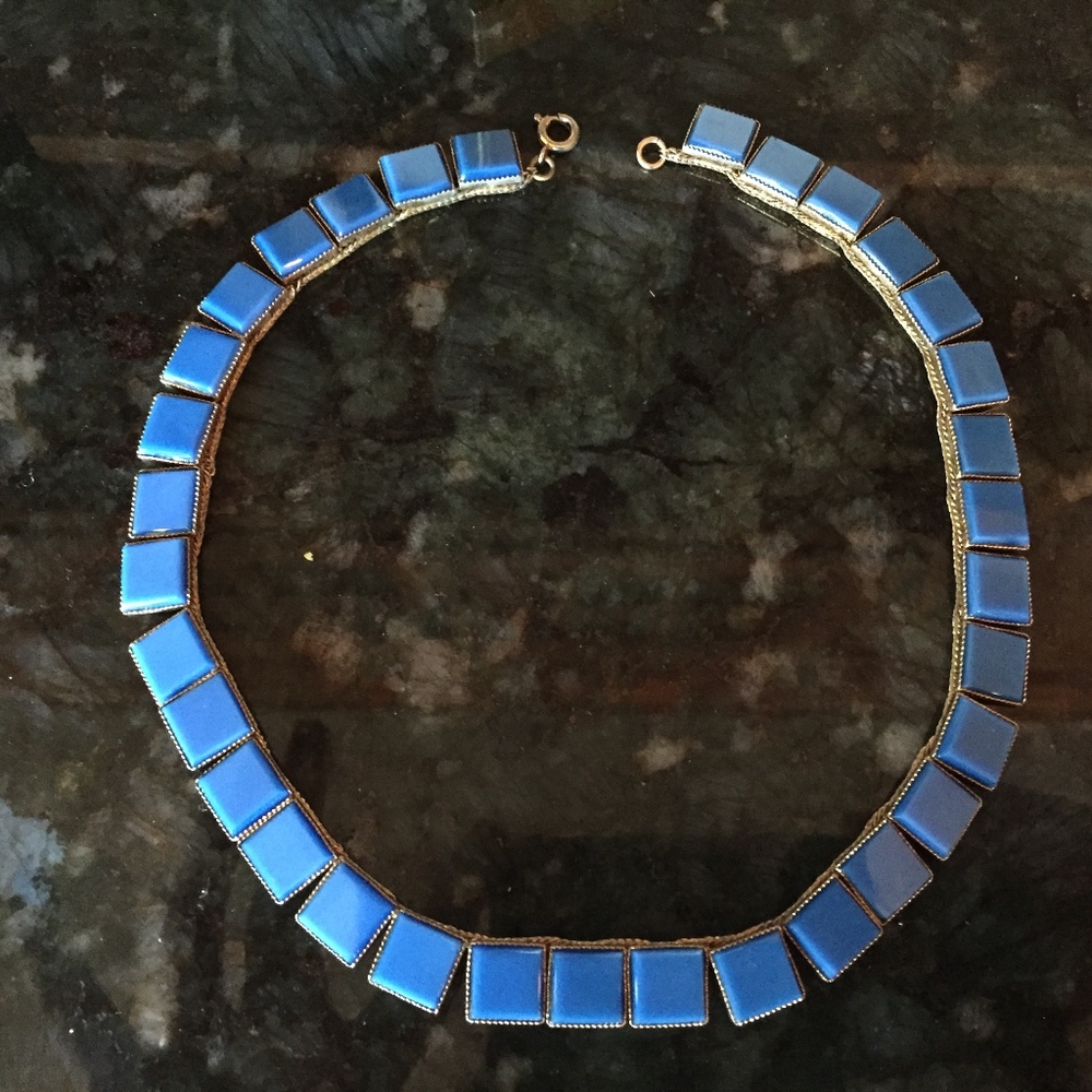Vintage cobalt blue choker necklace